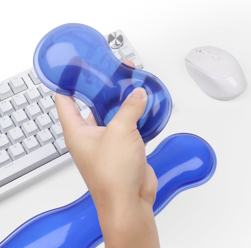 KEPUTAIER Gel Keyboard and Mouse Wrist Rest, Cute Wrist Support and Arm Support Keyboard Rest for Keyboard and Mouse Typing Pain Relief，Suitable for Office/Computer/Laptop/Gaming (Transparent Blue Set) - Image 4